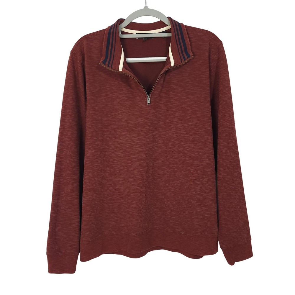 Ted Baker London Berks Burgundy Textured Quarter Zip Pullover Size 5 XL